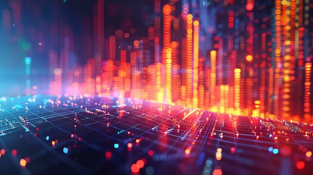 Dynamic artistic visualization of a companys quarterly earnings announcement featuring stock market reactions CEO statements and investor interest symbolizing corporate financial transparency
