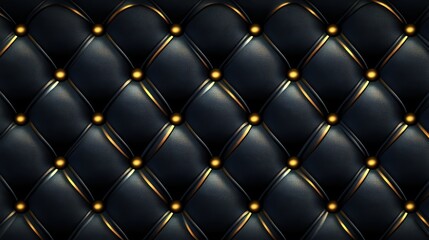 Luxurious Black Leather Upholstery with Gold Buttons.