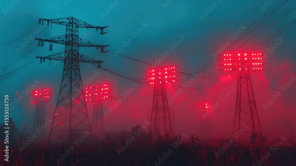 Poster a futuristic network of ai-powered robotic systems optimizing an industrial smart grid.