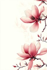Naklejka premium Beautiful watercolor painting depicting gorgeous pink magnolia blossoms on branches