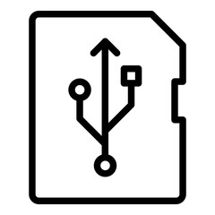 Memory card icon. Vector line icon