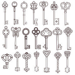 set of keys retro, vintage 