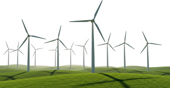Wind Turbines Generating Clean Energy on Rolling Green Hills A Sustainable Power Source