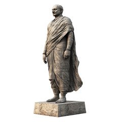 Fototapeta premium Historical Bronze Statue of a Philosopher in a Thinking Pose. Isolated on a Transparent Background
