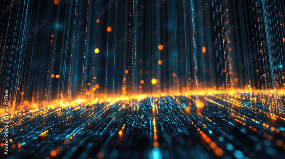 Poster a vibrant ai-powered data visualization managing hyperautomation workflows and digital efficiency.
