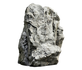 Detailed Natural Rock Formation Isolated on White Background