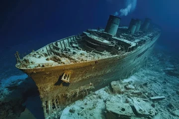 Fototapeten Titanic wreck underwater, decaying, ocean depths © Hamzah