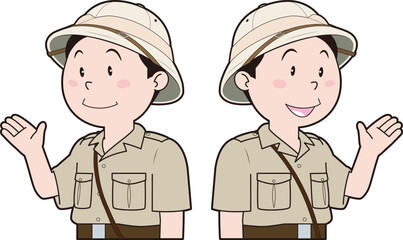 サファリルックの男性