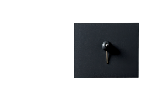 Minimalist Black Card with a Silver Pin on Dark Background. Isolated on a Transparent Background