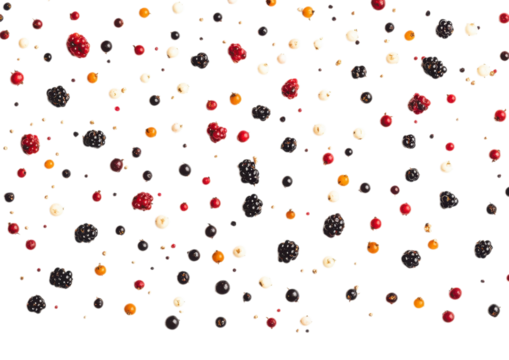 Black and Red Confetti Dots in a Randomly Scattered Pattern. Isolated on a Transparent Background