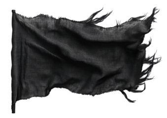 Shredded Black Cloth with a Dramatic Windblown Effect. Isolated on a Transparent Background
