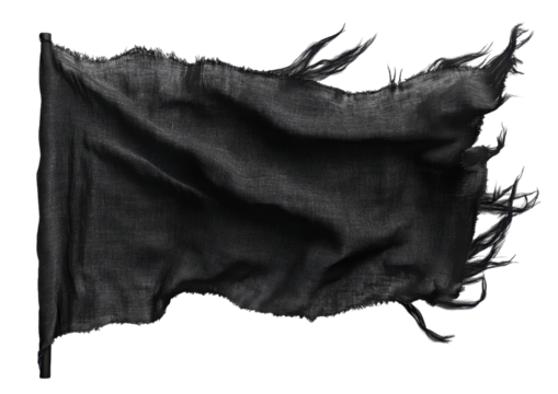 Shredded Black Cloth with a Dramatic Windblown Effect. Isolated on a Transparent Background