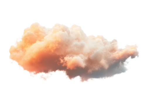 Soft Floating Orange Cloud with a Warm Glow. Isolated on a Transparent Background