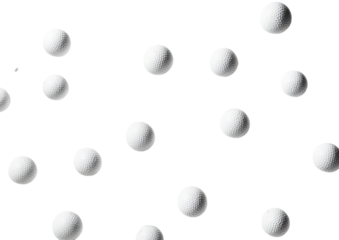 Randomly Arranged White Spheres Floating in Space. Isolated on a Transparent Background