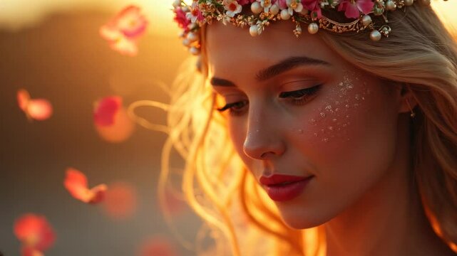 Aphrodite &ndash; The Goddess of Beauty Bathed in Golden Light &ndash; Cinematic Portrait
