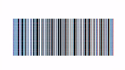 Glitching Barcode with Distortion and Color Shift on White Background