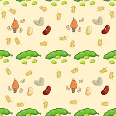 Seeds seamless pattern background. Seeds illustration pattern. Seeds background. Nuts seamless pattern. Perfect for fabrics, textile, wallpaper, and decor