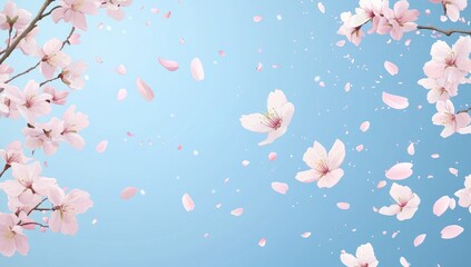 Cherry blossom petals flying in the air