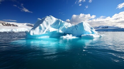 Antarctic Iceberg Majestic Blue Glacier in Sunny Waters.