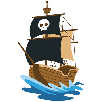 recommend clip art: Pirate ship with black sails��