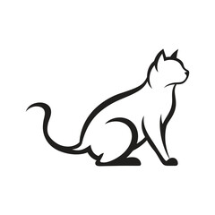 Elegant Minimalist Cat Logo Design Vector Illustration of a Sitting Cat, Perfect for Pet Businesses, Veterinary Clinics, or Cat-Themed Brands