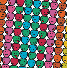 Characters in the form of round colored faces with emotions
