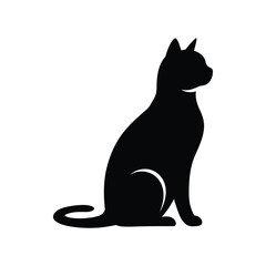 Elegant Black Cat Silhouette Vector Illustration for Logos, Designs, and Prints
