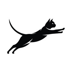Elegant Black Cat Leaping Silhouette Vector Logo Design,  Perfect for Branding and Identity