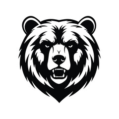 Powerful Bear Head Logo Black and White Vector Illustration, Perfect for Mascot, Branding, and Design Projects