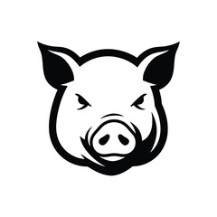Aggressive Pig Head Logo Design Vector Illustration for Branding and Mascot