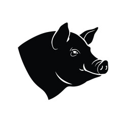 Elegant Black Pig Head Silhouette Vector Illustration, Perfect for Logos, Branding, and Design Projects