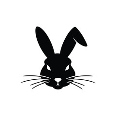 Powerful Black Rabbit Head Silhouette Vector Illustration for Logo, Branding, and Design Projects