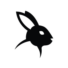 Stylish Black Rabbit Silhouette Logo Design Vector Illustration for Branding, Business, and Creative Projects