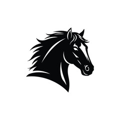 Majestic Horse Head Logo Elegant Black and White Vector Illustration for Equestrian Businesses, Ranch Branding, and Stable Designs