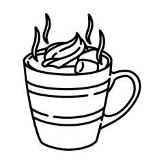 A Cup of Hot Chocolate outline illustration. drink black line illustration