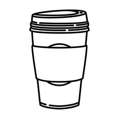 coffee in paper cup outline illustration. winter drink black line illustration