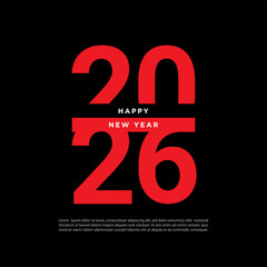 Happy New Year 2026 text design. Cover of business diary for 2026 with wishes.