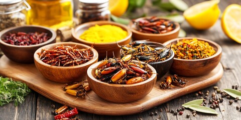 Dried Insects Spices Bowls.