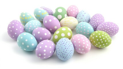 Obraz premium Colorful Easter Egg Arrangement on White Background