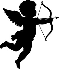 Vintage Cherub with Bow and Arrow Vector
