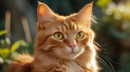 Obraz premium fluffy ginger brown cat with bright