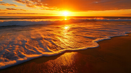 Ocean sunset beach waves golden hour landscape travel