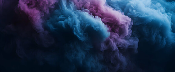 Abstract purple blue smoke swirls, dark background, design element
