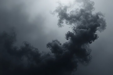 Dark smoke clouds rising urban environment atmospheric image ominous viewpoint conceptual art