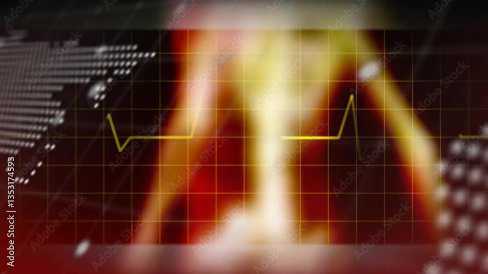 Poster animation of abstract digital interface with grid lines and fluctuating graph