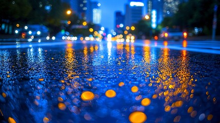 Obraz premium Rainy City Night Street Reflections