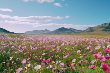 Field of Wildflowers Covered in Soft Holi Powder