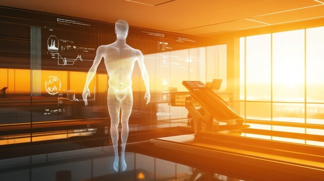 Futuristic Body Scan in a Bright Modern Clinic for Medical Insights - Powered by Adobe