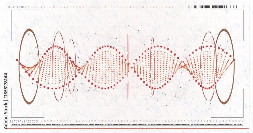 Poster animation of red waveform with dots and lines on white background
