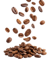 Naklejka premium Coffee Beans on White PNG – Transparent Cutout Coffee Image